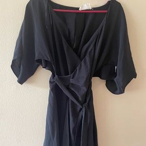 Franco black summer dress size small open back wide sleeves wrap dress